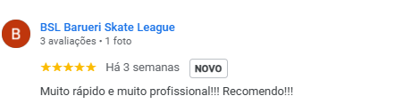 Avaliação 5 estrelas da BSL Barueri Skate League