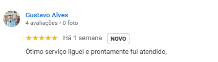 Avaliação 5 estrelas de Gustavo Alves