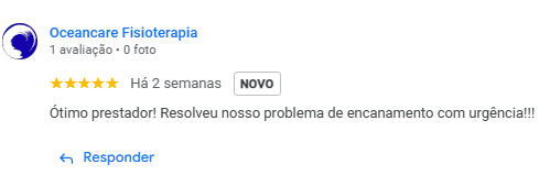 Avaliação 5 estrelas da Oceancare Fisioterapia