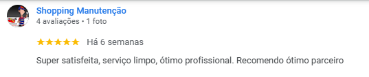 Avaliação 5 estrelas do Shopping Manutenção